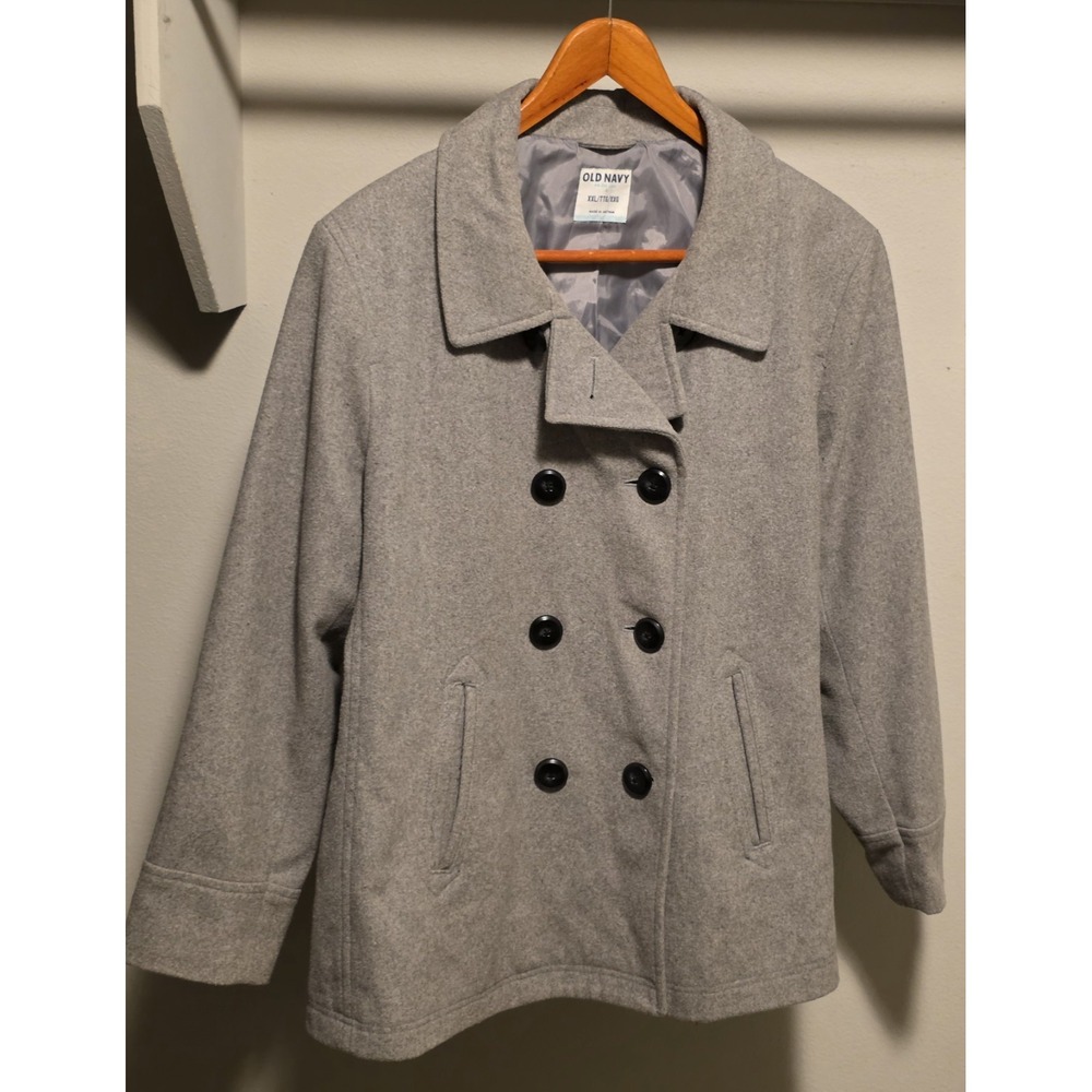 Old Navy Women's Gray Winter Coat Jacket Peacoat Double Breasted Size XXL